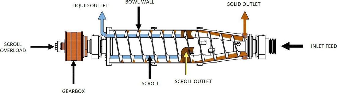 Decanter Cross-section · fluid path & components